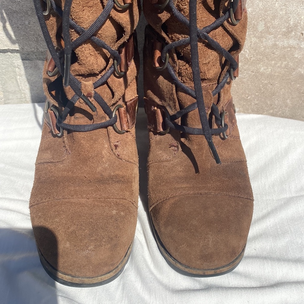 SOREL Joan of Arctic Wedge  Suede & Leather Lace Up Knee High Size 7 - Picture 3 of 13